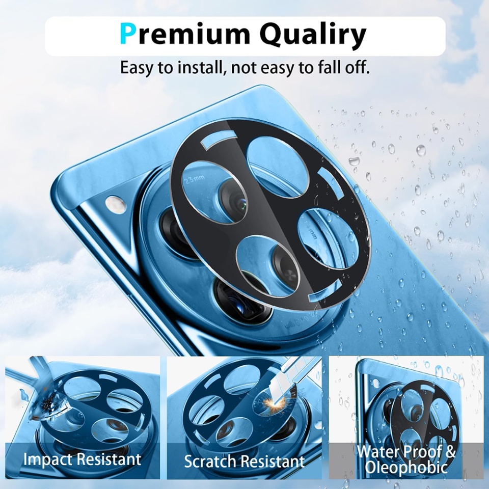 Folie camera pentru OnePlus 12R, SKYDDAR INNOVATION, Camera Glass Negru, set cu sticker - 1 | YEO