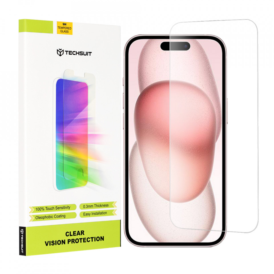 Folie iPhone 15, Techsuit Clear Vision Glass - Transparent - 2 | YEO