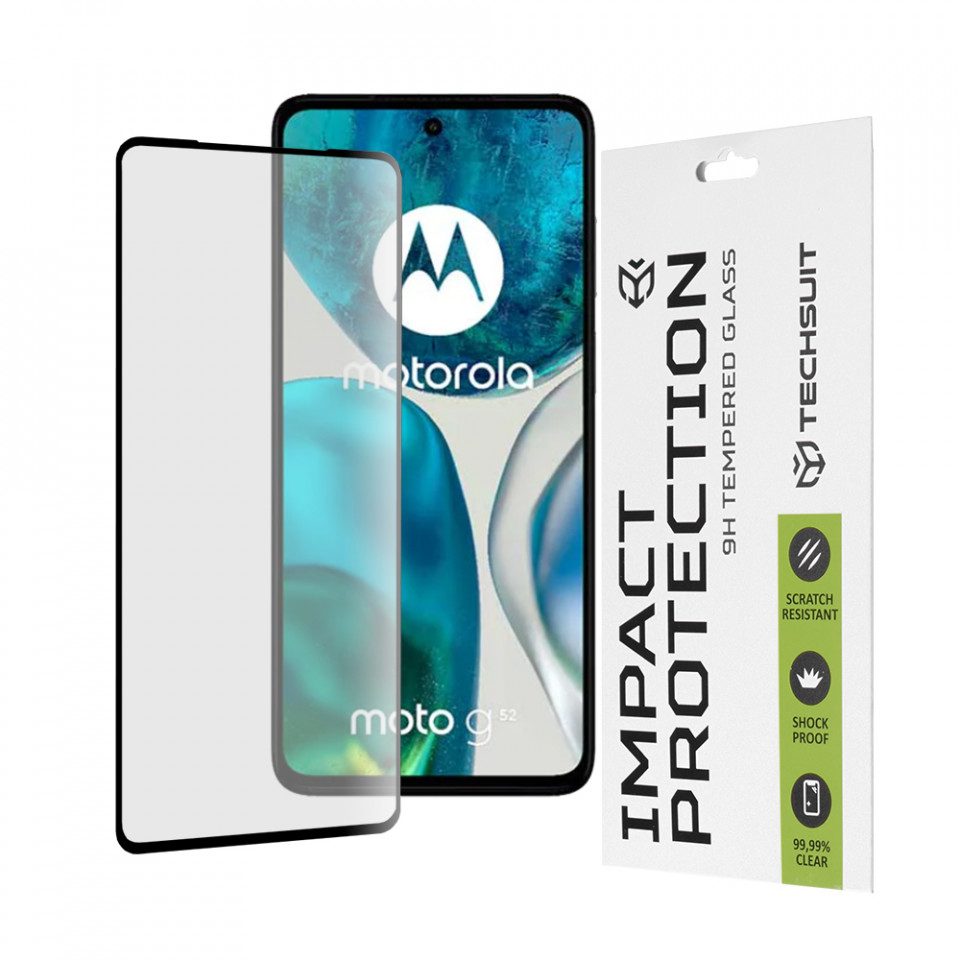 Folie Motorola Moto G52 ce acopera tot ecranul 111D, Techsuit - Negru