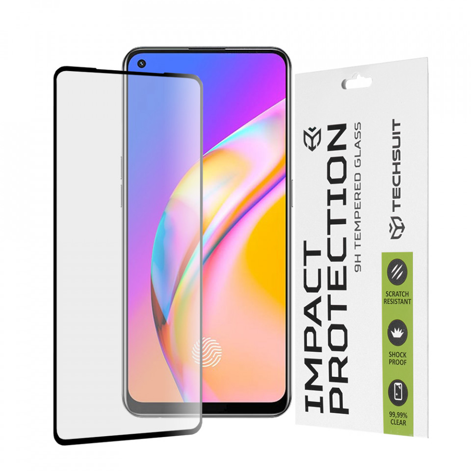 Folie OPPO Reno 7 5G / A74 4G / A94 4G / A94 5G / Realme 9 4G / Reno 5 Lite / Realme 9 Pro+ ce acopera tot ecranul 111D, Techsuit - Negru