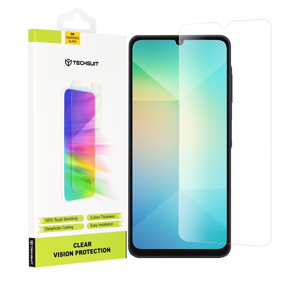 Folie pentru Samsung Galaxy A06, SKYDDAR INNOVATION, Protectie 9H, 0.3mm, Clear Vision, set cu sticker, Transparent