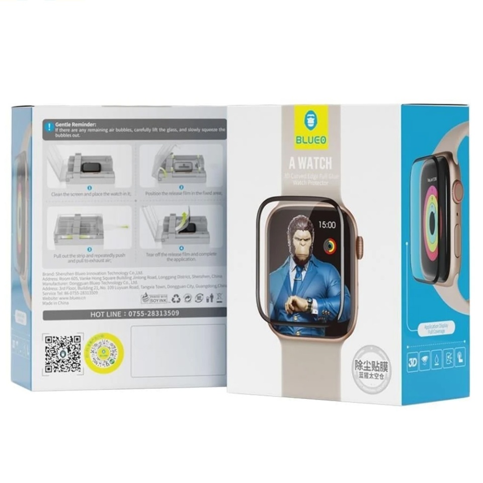 Folie Smart Watch pentru Apple Watch 7 / 8 (41mm), Blueo, High Molecule Screen Protector, Negru
