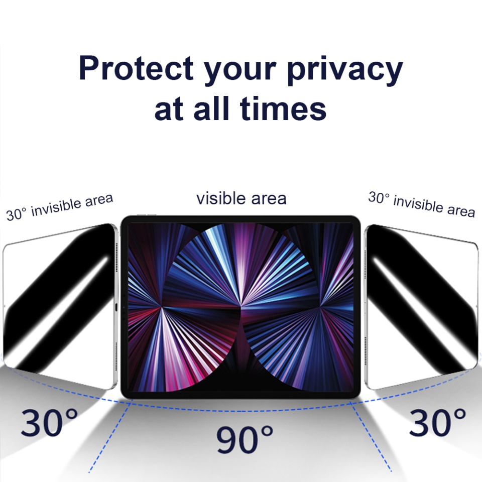 Folie sticla pentru iPad Air 11 (2024), Claritate si Protectie Maxima, 0.33mm, Strat Oleofobic Anti-Amprenta, SKDR 3D Tab Glass - Privacy - 2 | YEO