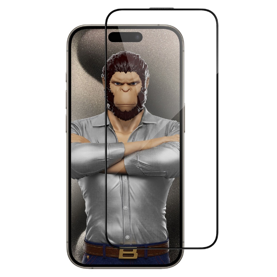 Folie Sticla pentru iPhone 16 Pro, Blueo 3D Full Display Curved Edge AR, Anti-Soc, Anti-Amprente, Negru - 1 | YEO