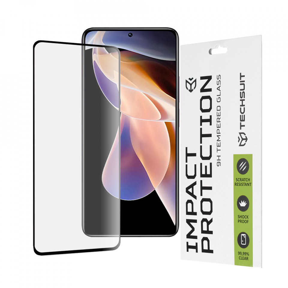 Folie Xiaomi Redmi Note 11 Pro+ 5G ce acopera tot ecranul 111D, Techsuit - Negru