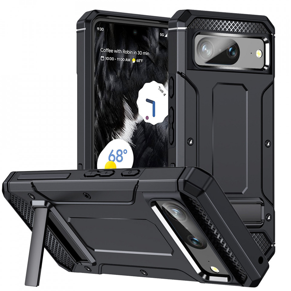 Husa antisoc Google Pixel 8 cu suport birou, Techsuit Kickstand - Negru