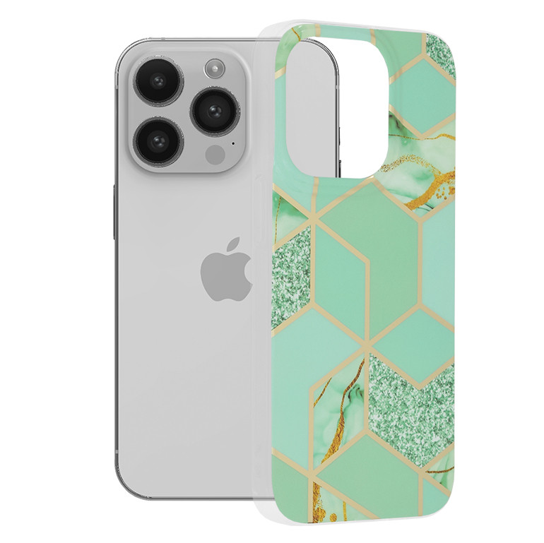 Husa Apple iPhone 14 Pro Marble Series, Techsuit - Green Hex