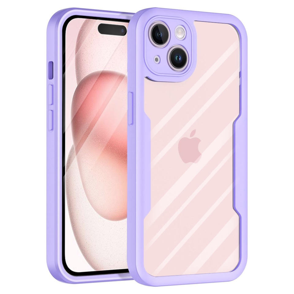 Husa + Folie pentru iPhone 15 Plus, SKYDDAR INNOVATION, [Pachet 360°] ColorVerse, set cu sticker, Mov