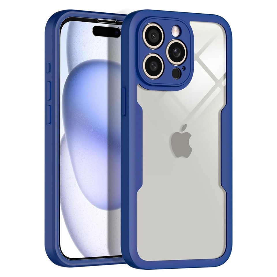 Husa + Folie pentru iPhone 15 Pro, SKYDDAR INNOVATION, [Pachet 360°] ColorVerse MagSafe, Albastru, set cu sticker - 1 | YEO