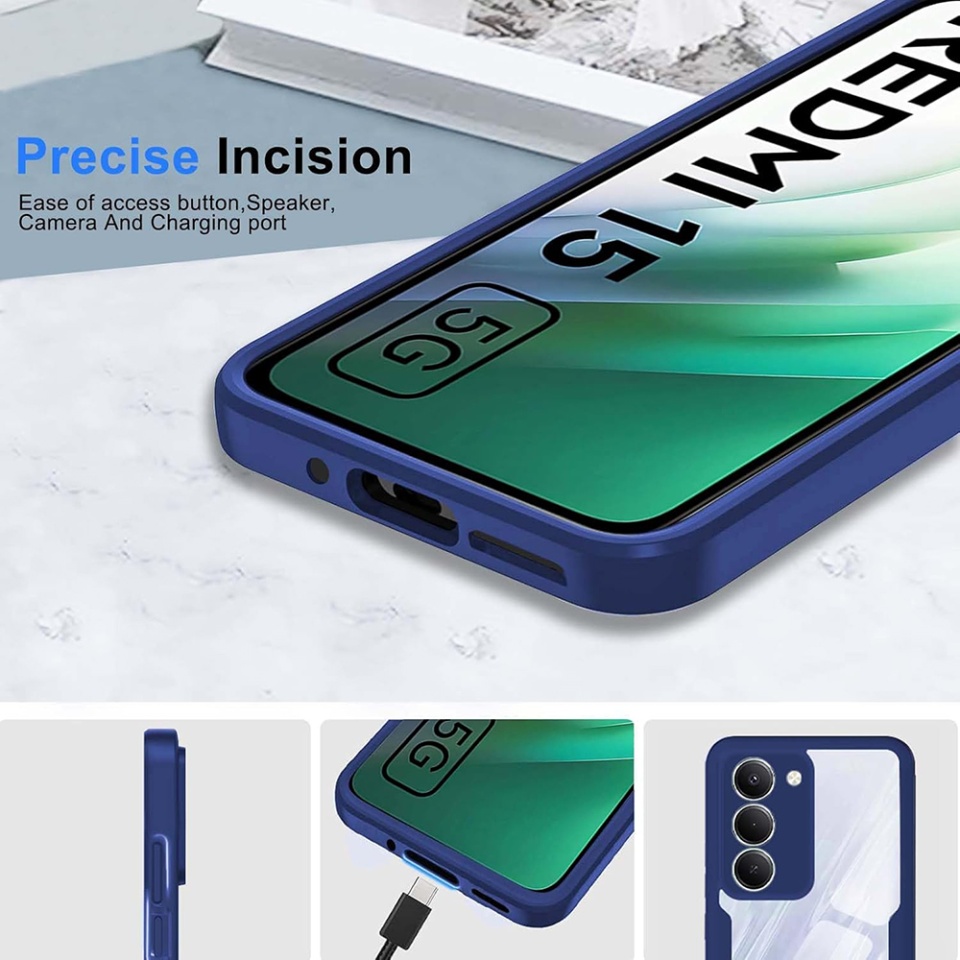 Husa + Folie pentru Xiaomi Redmi 15 5G / Redmi 15 4G, SKYDDAR INNOVATION, [Pachet 360°] ColorVerse, set cu sticker, Albastru - 1 | YEO