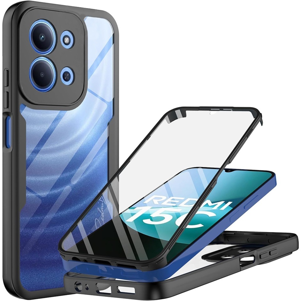 Husa + Folie pentru Xiaomi Redmi 15C 4G / Redmi 15C 5G, SKYDDAR INNOVATION, [Pachet 360°] ColorVerse, set cu sticker, Negru