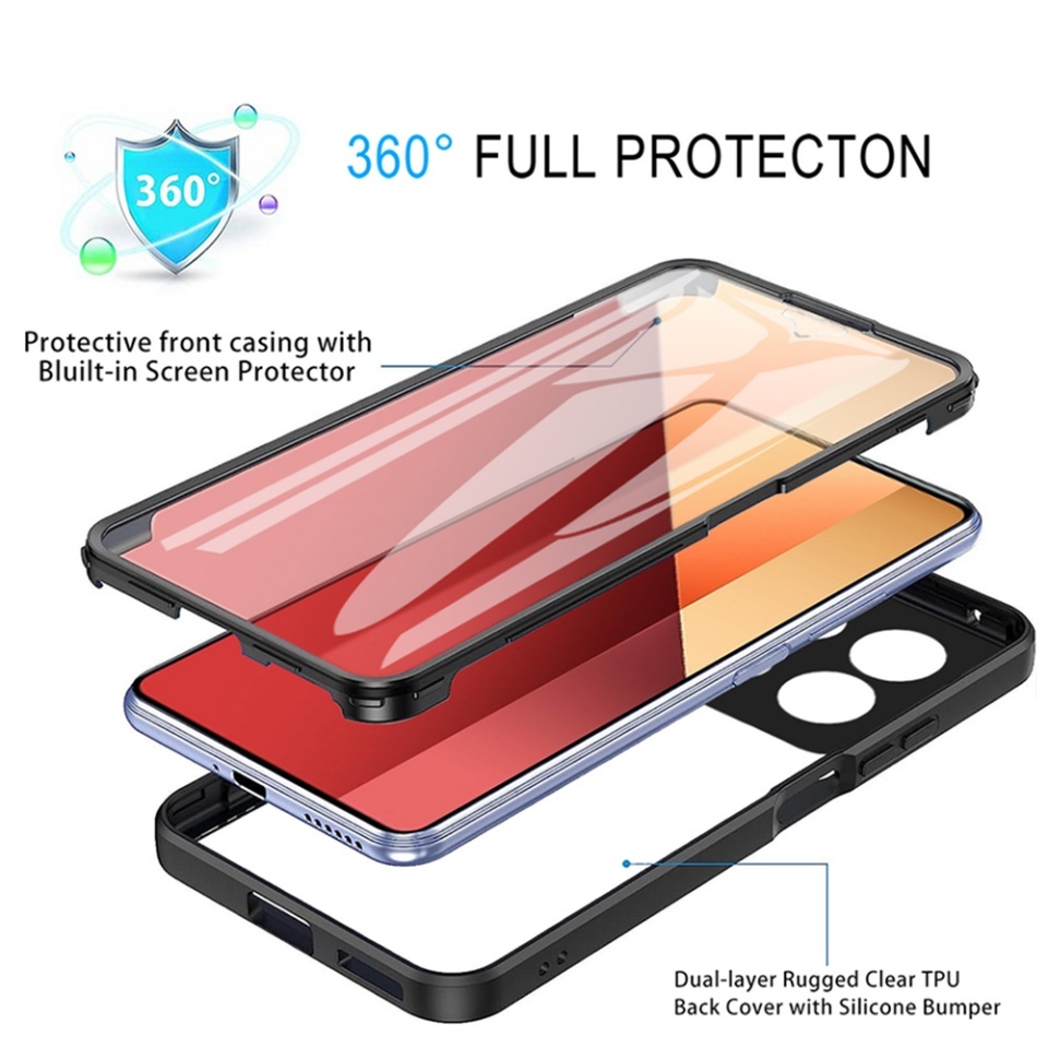 Husa + Folie pentru Xiaomi Redmi Note 13 Pro 4G / Poco M6 Pro 4G, SKYDDAR INNOVATION, [Pachet 360°] ColorVerse, set cu sticker, Roz - 5