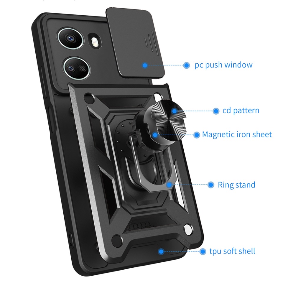 Husa Huawei nova 11 SE / nova 12 SE cu inel magnetic si protectie camera Skyddar CamShield - Negru - 1 | YEO