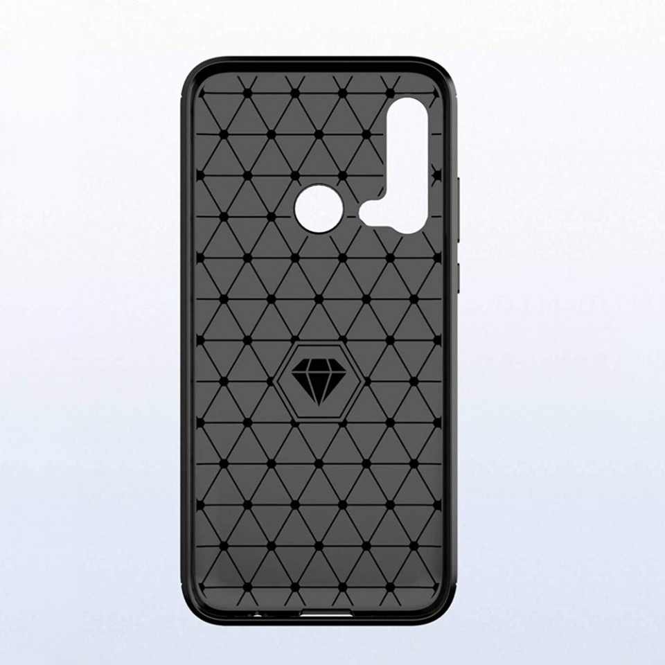 Husa Huawei Nova 5T / Honor 20 din silicon, Slim, cu textura Fibra Carbon - Negru - 2 | YEO