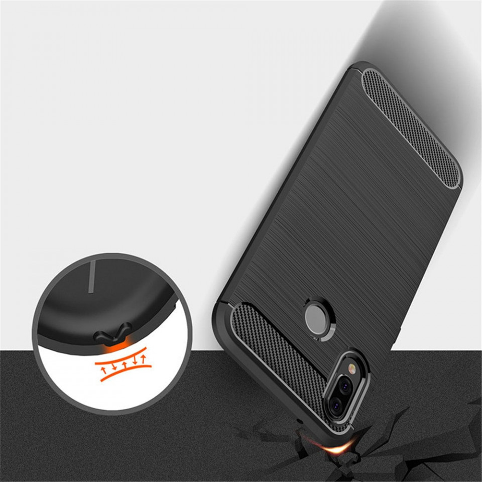 Husa Huawei P20 Lite din silicon, Slim, cu textura Fibra Carbon - Negru - 2 | YEO