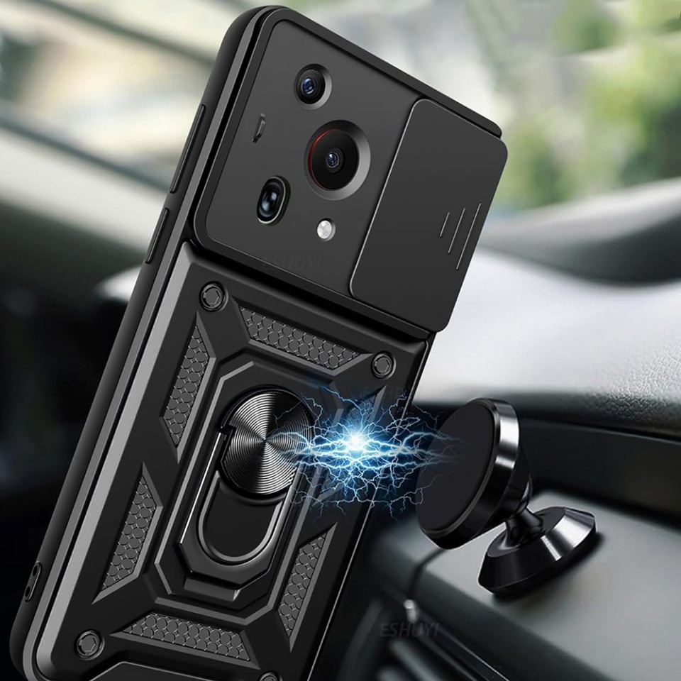 Husa Huawei Pura 70 cu inel magnetic si protectie camera Skyddar CamShield - Albastru - 3 | YEO