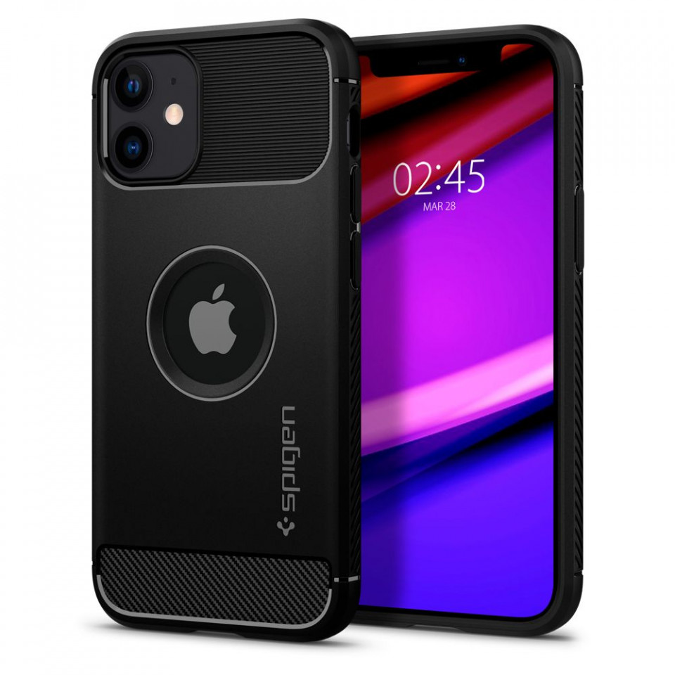 Husa iPhone 12 / 12 Pro, Rugged Armor Spigen - Negru - 1 | YEO