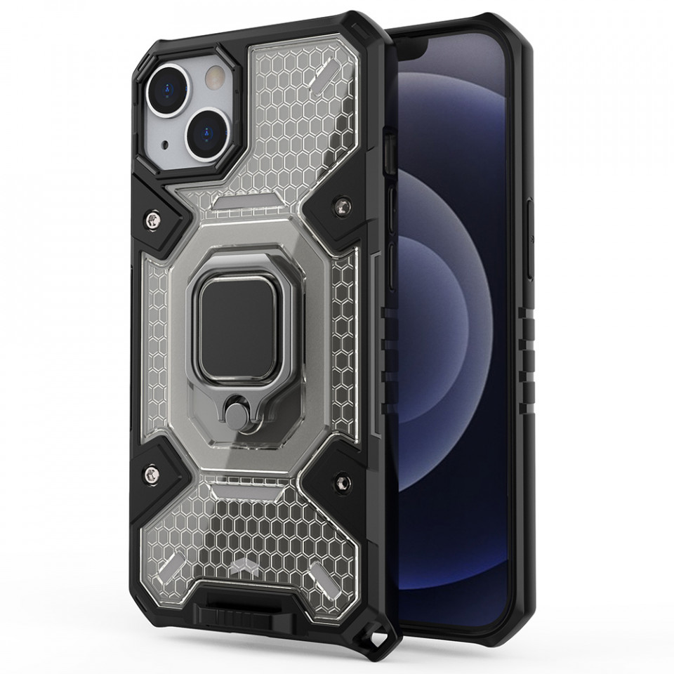 Husa iPhone 13 cu inel, Techsuit Honeycomb - Negru