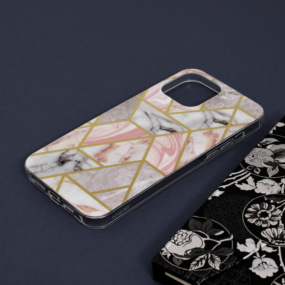 Husa iPhone 13 Pro Max Marble Series, Techsuit - Pink Hex - 3 | YEO
