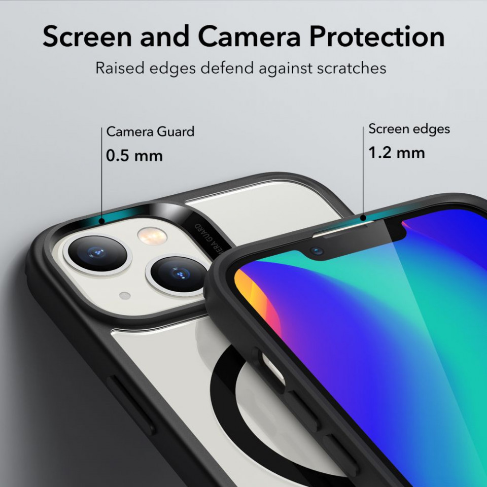 Husa iPhone 14 Plus, ESR Classic Hybrid HaloLock - Negru Transparent - 3 | YEO