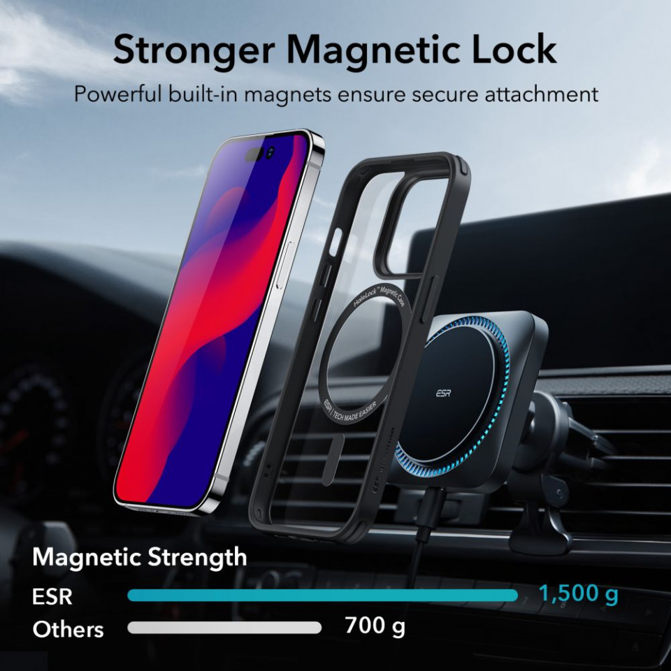 Husa iPhone 14 Pro, ESR Classic Hybrid HaloLock - Negru Transparent - 1 | YEO