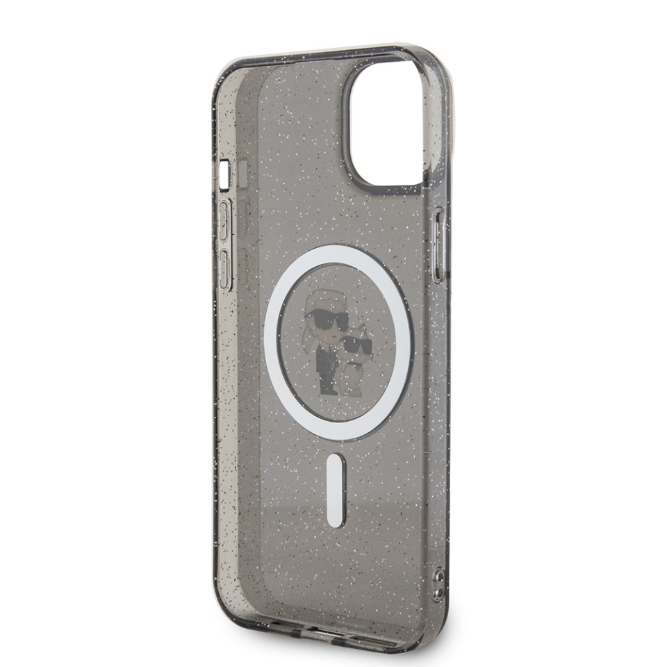 Husa iPhone 15 Plus / iPhone 14 Plus Glitter MagSafe, Karl Lagerfeld - Black Karl & Choupette - 3 | YEO
