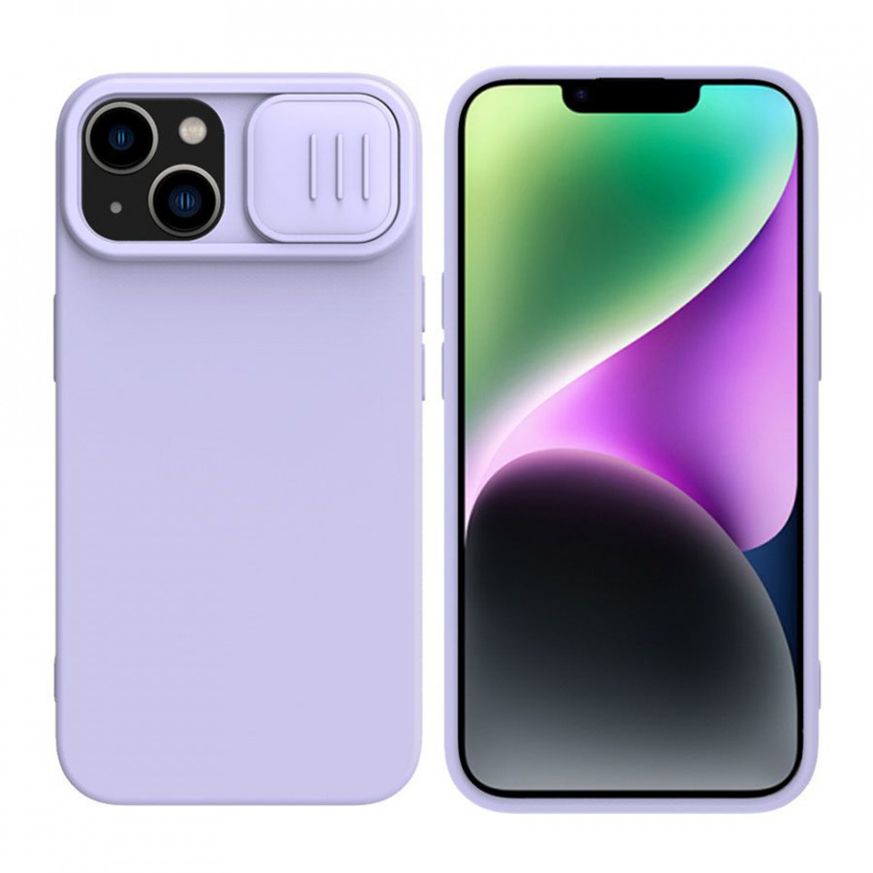 Husa iPhone 15 Plus, Nillkin CamShield Silky MagSafe Silicone - Misty Purple
