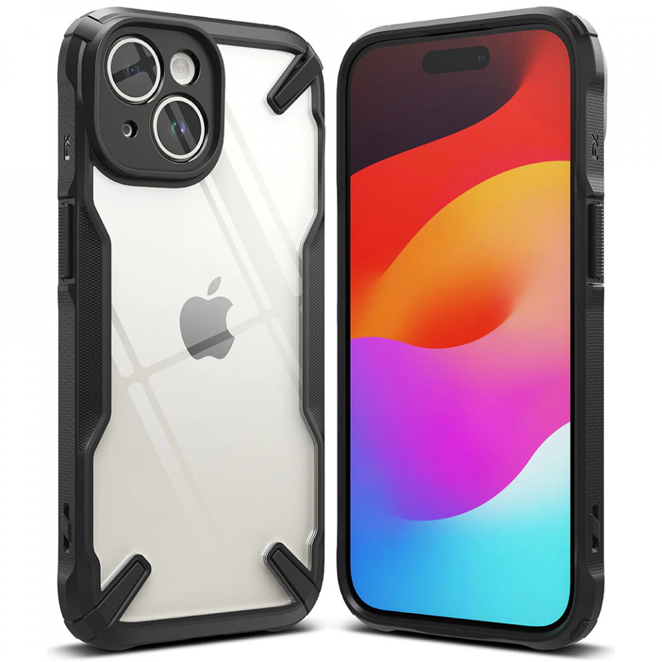 Husa iPhone 15 Plus, Ringke Fusion X - Negru
