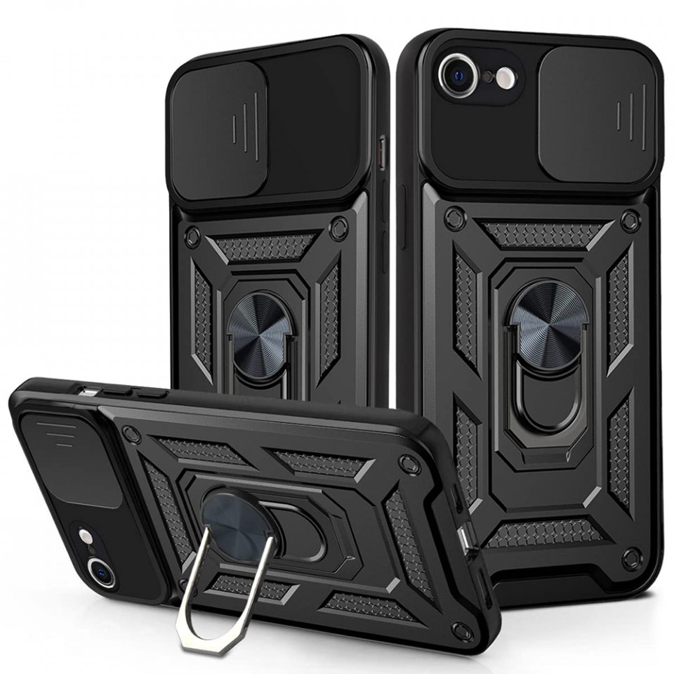 Husa iPhone 6 Plus/ 6s Plus cu inel magnetic, Techsuit CamShield - Negru