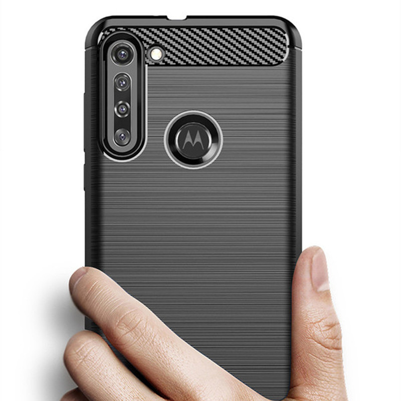 Husa Motorola Moto Edge din silicon, Slim, cu textura Fibra Carbon - Negru - 3 | YEO