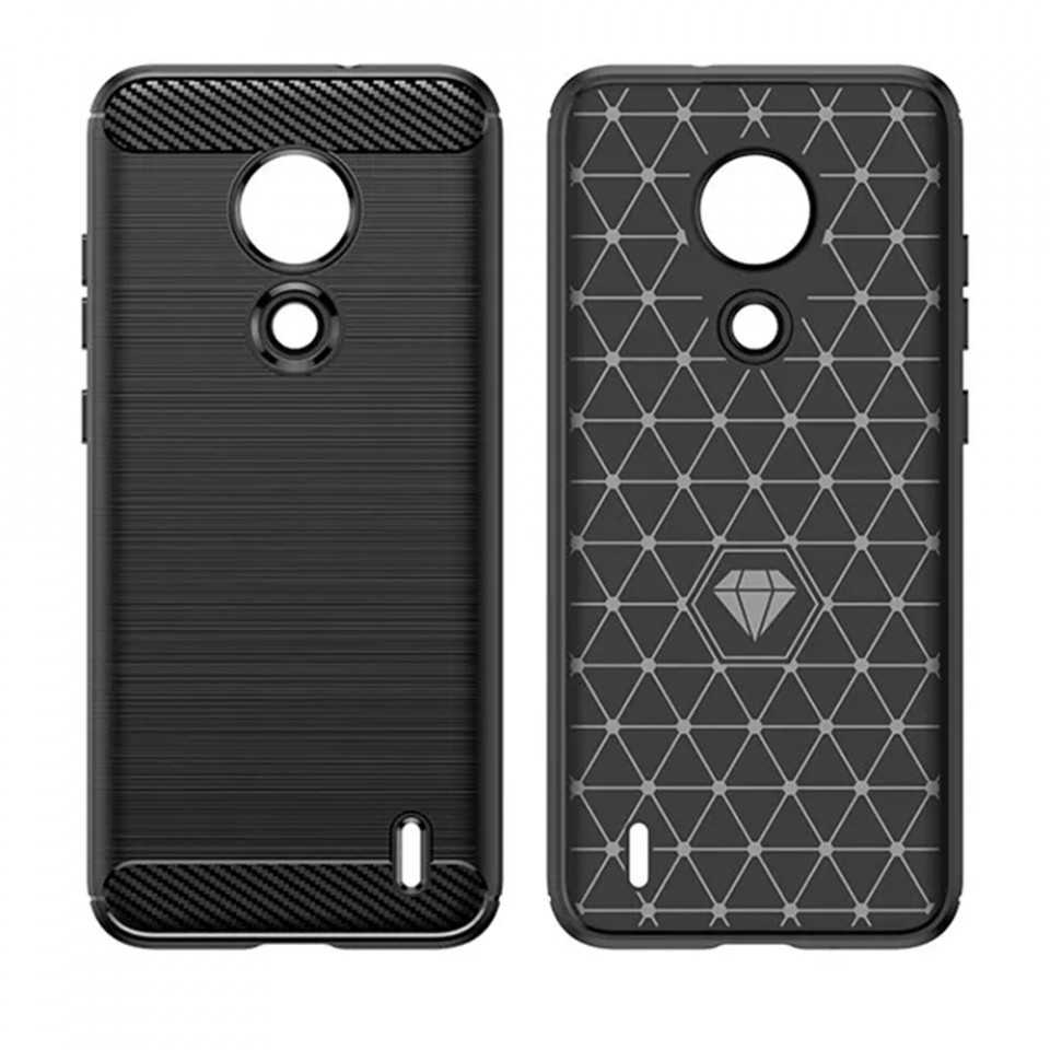 Husa Nokia C21 din silicon, Slim, cu textura Fibra Carbon - Negru - 1 | YEO