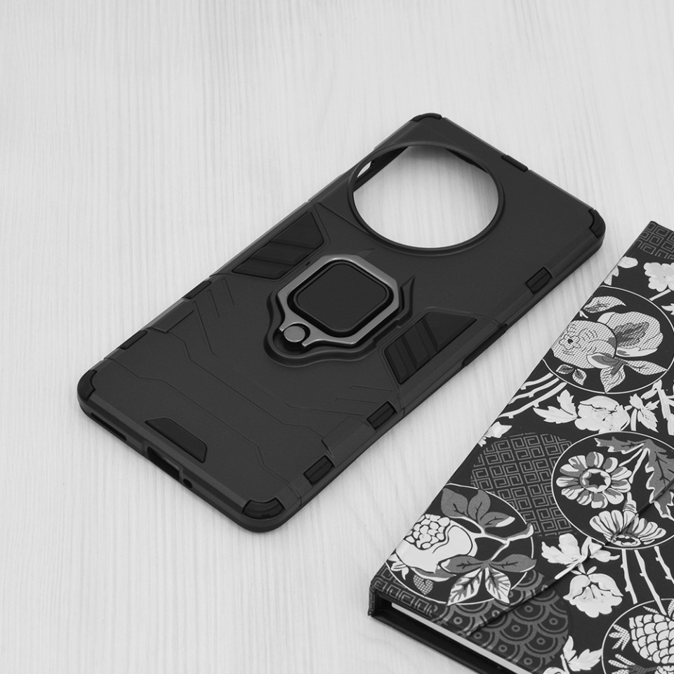 Husa OnePlus 11R / OnePlus Ace 2 cu inel, Techsuit Silicone Shield - Negru - 3 | YEO