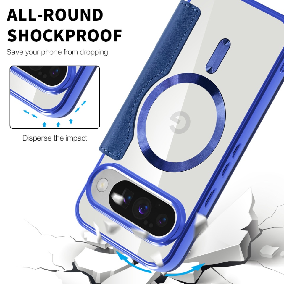 Husa pentru Google Pixel 10 / Pixel 10 Pro tip carte, SKYDDAR INOVATION, SmartMag Book, Magsafe, RFiD, Suport Carduri, set cu sticker, Albastru - 3 | YEO