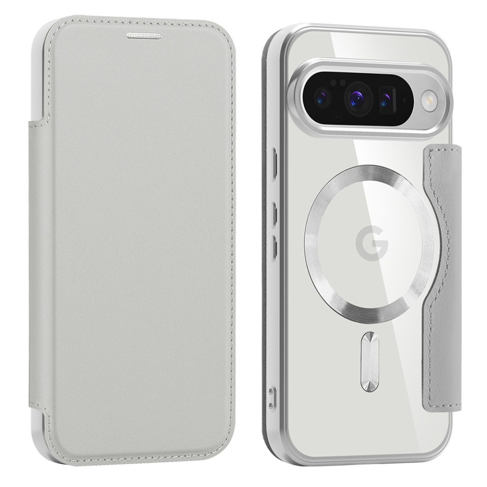 Husa pentru Google Pixel 10 / Pixel 10 Pro tip carte, SKYDDAR INOVATION, SmartMag Book, Magsafe, RFiD, Suport Carduri, set cu sticker, Gri - 1 | YEO