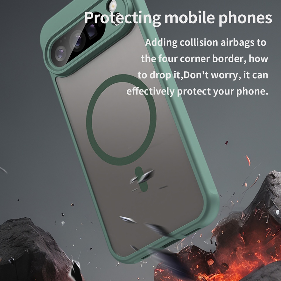 Husa pentru Google Pixel 10 Pro XL, SKYDDAR INNOVATION, HaloFrost MagSafe II, Antisoc, set cu sticker, Verde - 3 | YEO