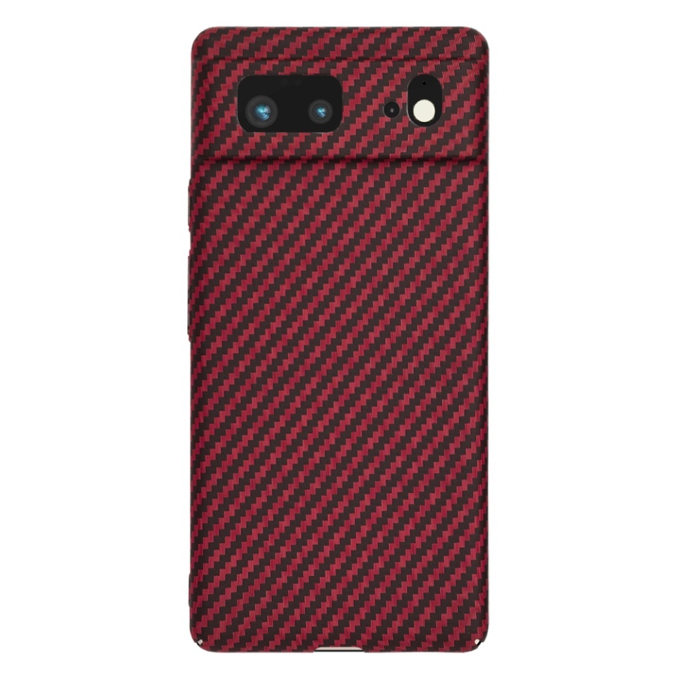 Husa pentru Google Pixel 6, SKYDDAR INNOVATION, textura carbon, Carbonite FiberShell, set cu sticker, Rosu, - 2 | YEO