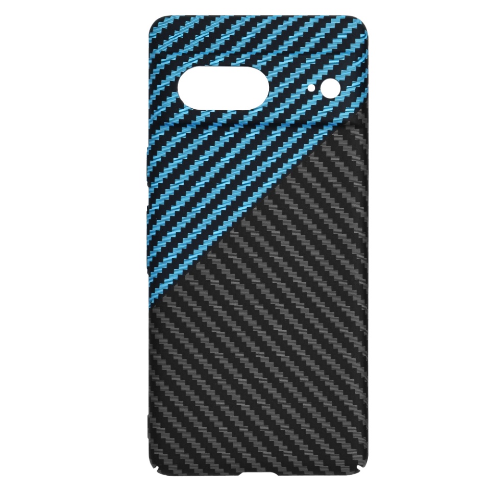 Husa pentru Google Pixel 7, Finisaj Premium cu Textura de Carbon, Design Elegant, SKDR CarbonFlex - Bleu - 3 | YEO