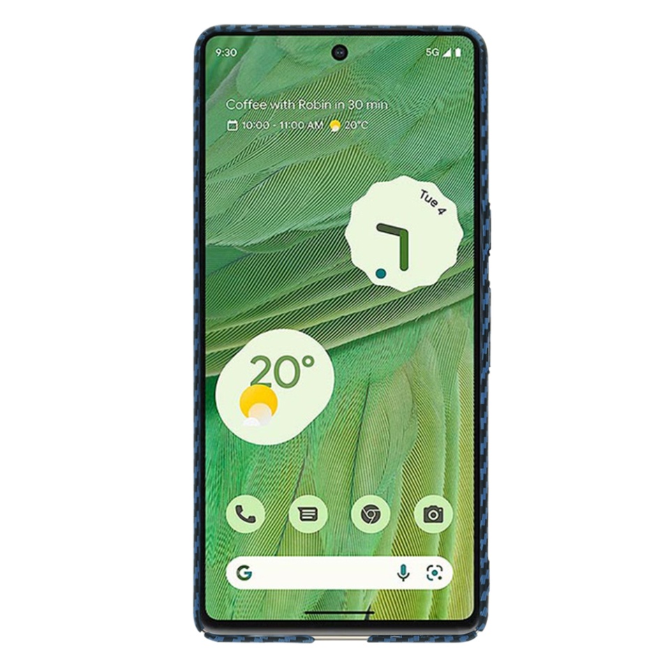 Husa pentru Google Pixel 7, Finisaj Premium cu Textura de Carbon, Design Elegant, SKDR CarbonFlex - Cyan - 1 | YEO