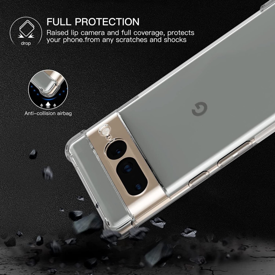 Husa pentru Google Pixel 7 Pro , SKYDDAR INNOVATION, Shockproof Clear din Silicon Slim, Transparenta, set cu sticker - 2 | YEO