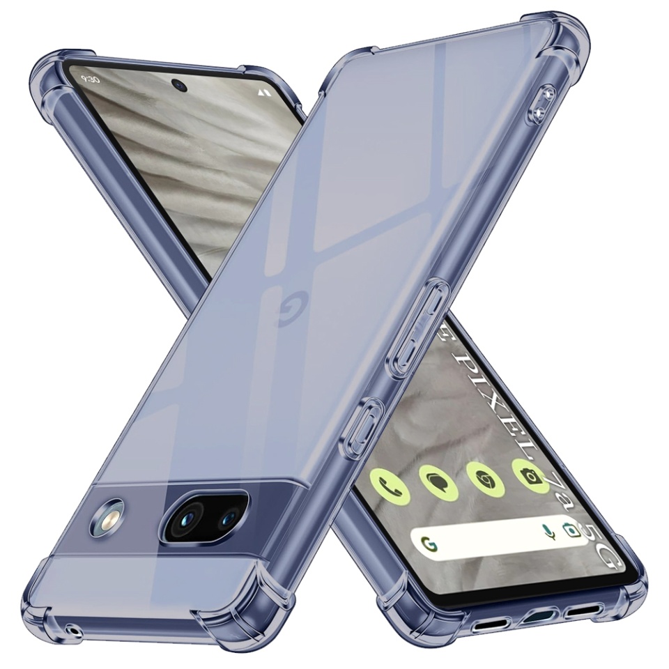 Husa pentru Google Pixel 7a, SKYDDAR INNOVATION, Shockproof Clear Silicone, Silicon Slim, set cu sticker, Fumuriu