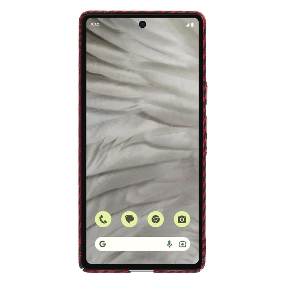 Husa pentru Google Pixel 7a, SKYDDAR INNOVATION, textura carbon, Carbonite FiberShell, set cu sticker, Rosu, - 1 | YEO
