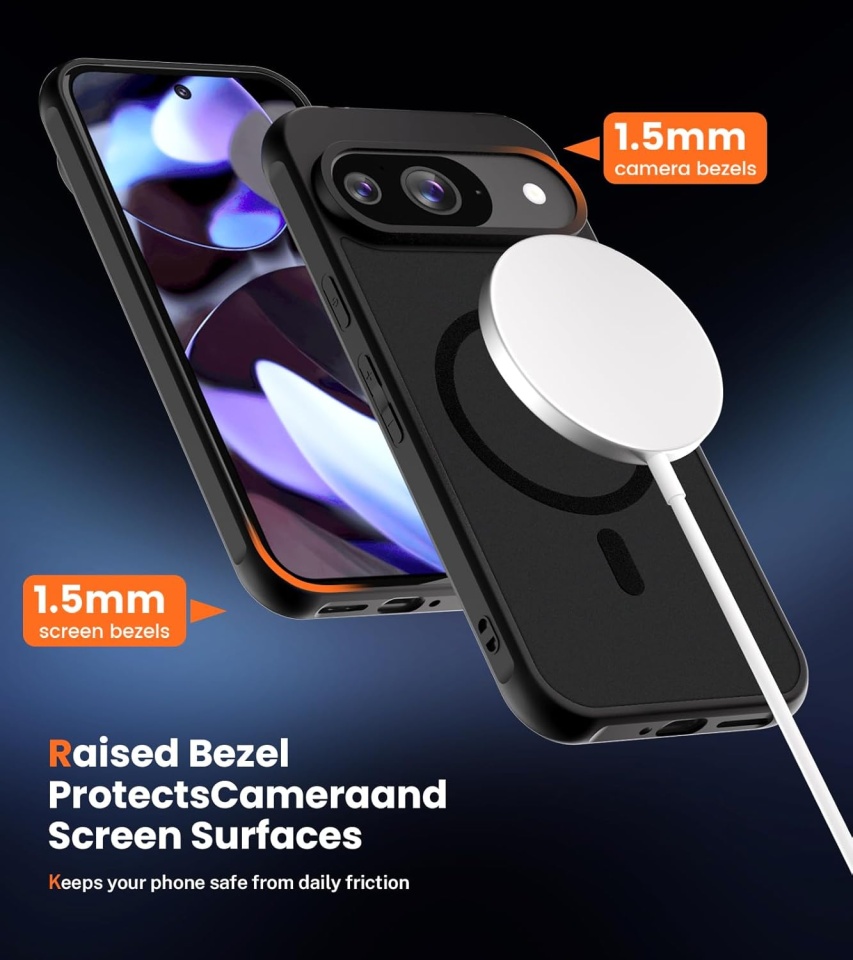Husa pentru Google Pixel 9, ce Absoarbe Cele mai Aspre Socuri, Skyddar Frosted - Negru - 1 | YEO