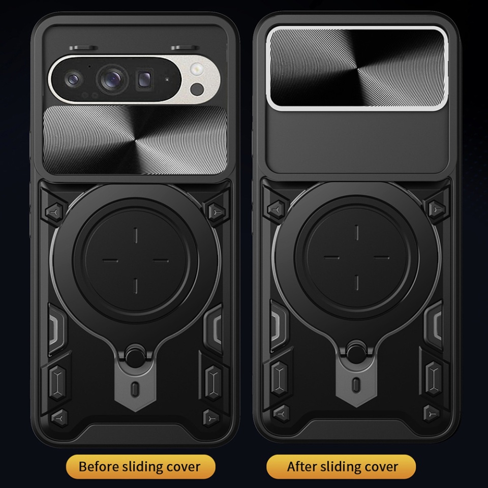 Husa pentru Google Pixel 9 / Pixel 9 Pro, SKYDDAR INNOVATION, CamGuard Pro, Inel Magnetic, Protectie Camera, set cu sticker, Negru - 2 | YEO