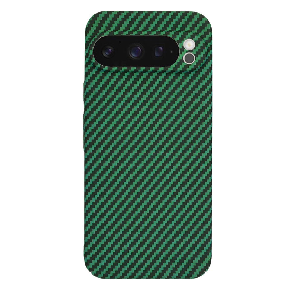Husa pentru Google Pixel 9 Pro, Finisaj Premium cu Textura de Carbon, Design Elegant, SKDR CarbonFlex - Verde - 2 | YEO