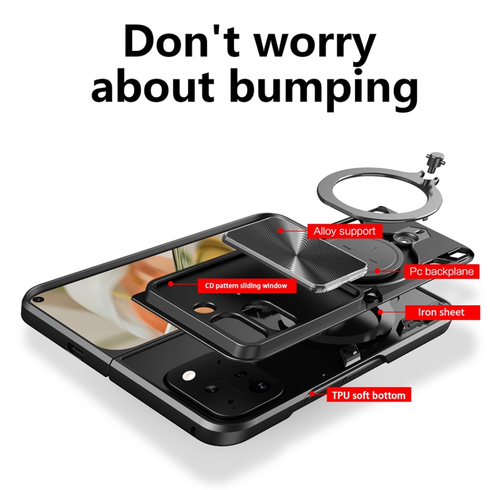 Husa pentru Google Pixel 9 Pro Fold, cu inel magnetic si suport ajustabil, protectie completa camera, SKDR SafeCover - Negru - 1 | YEO