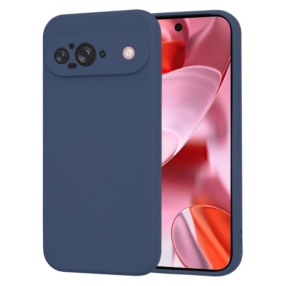 Husa pentru Google Pixel 9, SKYDDAR INNOVATION, din Silicon Catifelat, SoftElegance, set cu sticker, Bleumarin