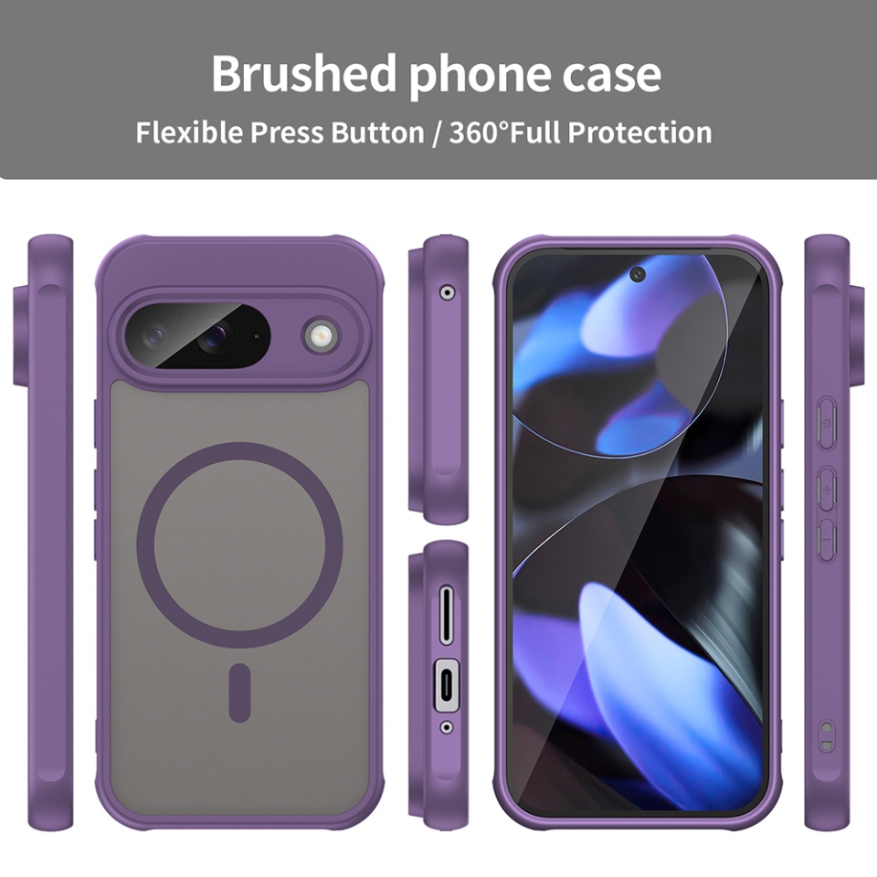 Husa pentru Google Pixel 9, SKYDDAR INNOVATION, HaloFrost MagSafe II, Antisoc, set cu sticker, Mov - 2 | YEO