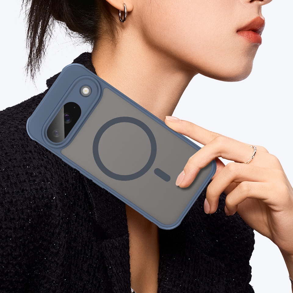 Husa pentru Google Pixel 9, SKYDDAR INNOVATION, HaloFrost MagSafe II, Antisoc, set cu sticker, Bleumarin - 5