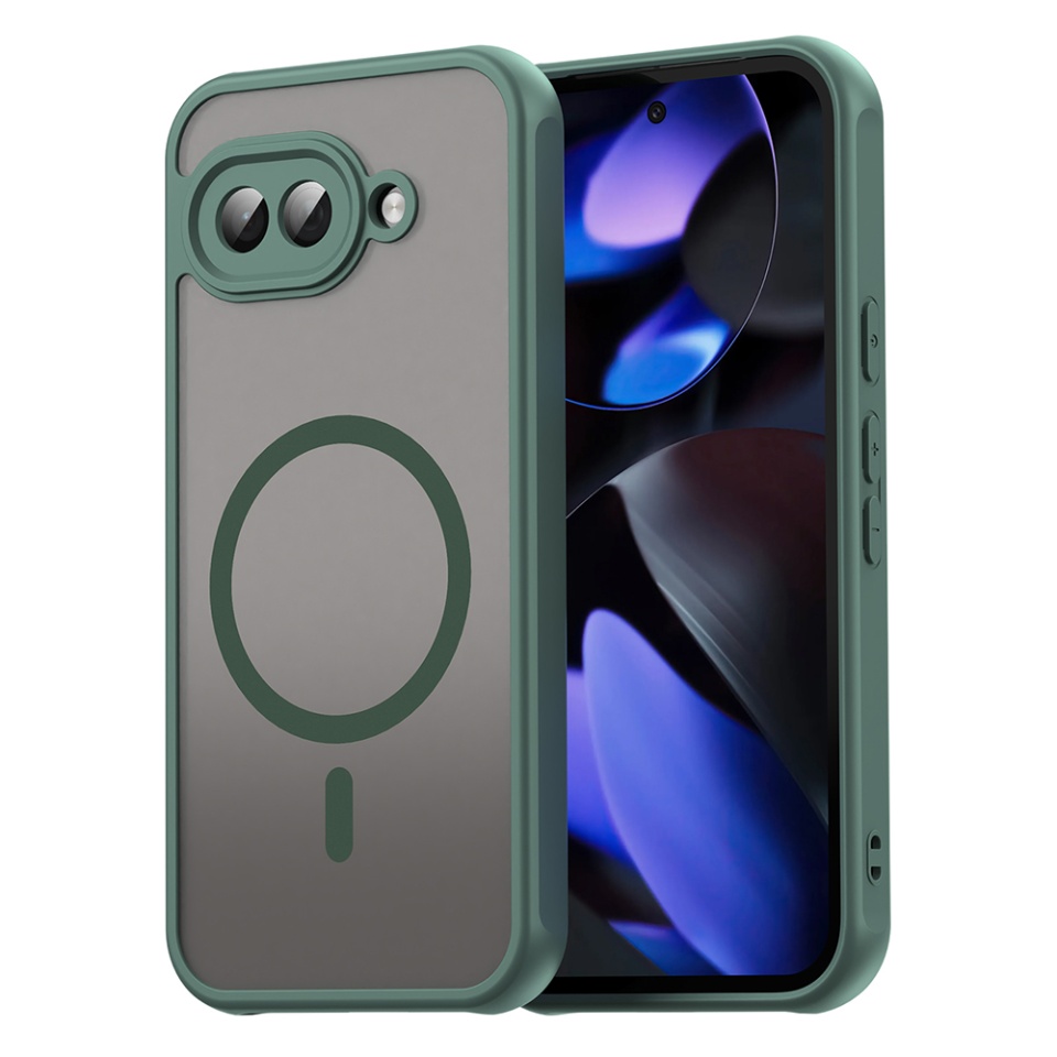 Husa pentru Google Pixel 9a, SKYDDAR INNOVATION, HaloFrost MagSafe II, Antisoc, set cu sticker, Verde