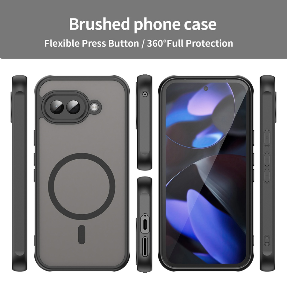 Husa pentru Google Pixel 9a, SKYDDAR INNOVATION, HaloFrost MagSafe II, Antisoc, set cu sticker, Negru - 2 | YEO